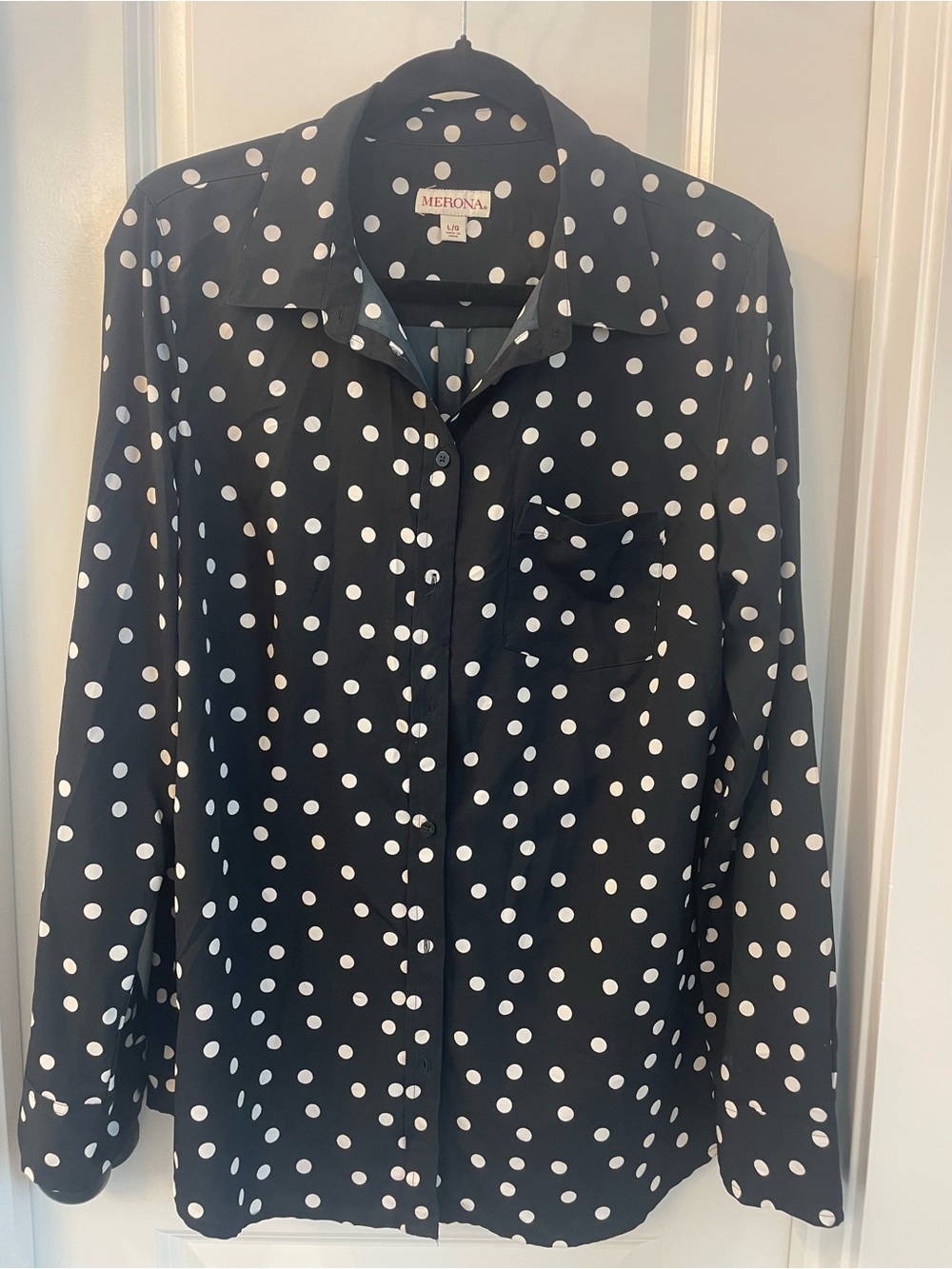Merona Black and White Polka Dot Button-Front blouse